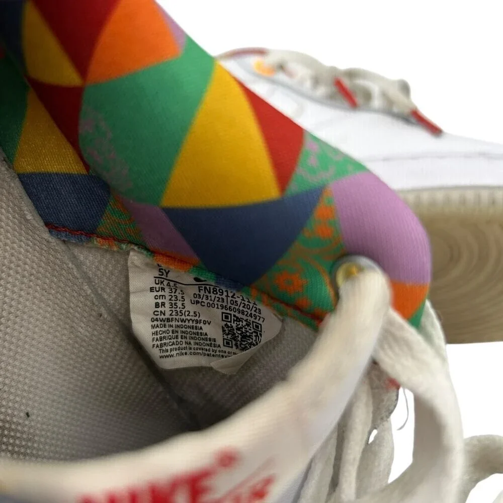 Nike Air Force 1 Low GS White Multi-Color Rainbow FN8912-111 Mens 5Y Womens 6.5